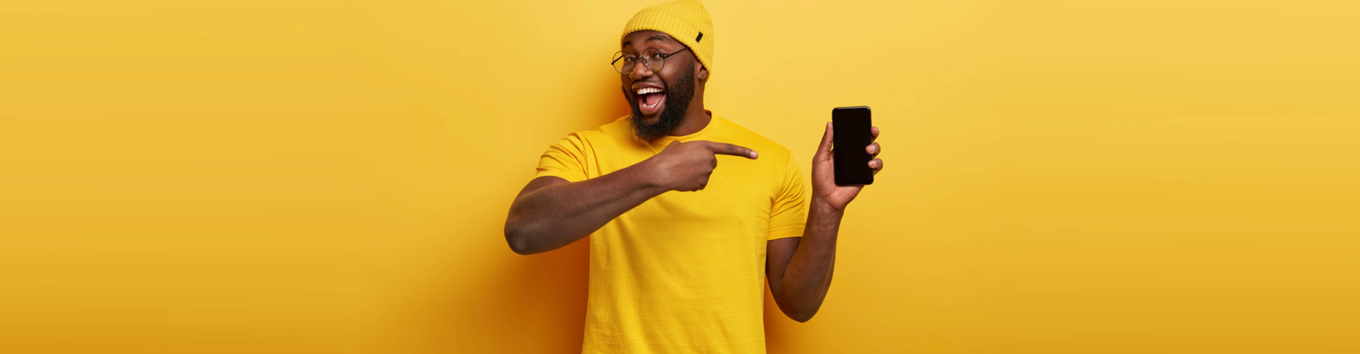 a man pointing on his phone